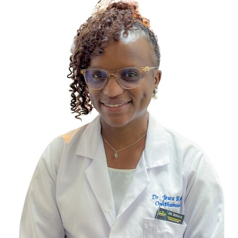 A professional headshot of Dr. Kabejja Jesca, Associate Consultant Ophthalmologist at Kampala Eye & Lasik Hospital.